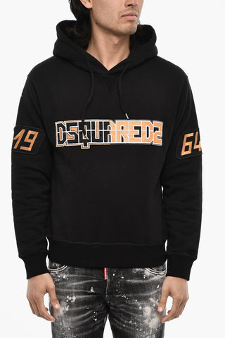Baumwoll-Hoodie mit erhabenem Logo
