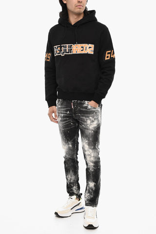 Baumwoll-Hoodie mit erhabenem Logo