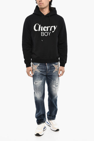 Felpa Hoodie in Cotone con Stampa
