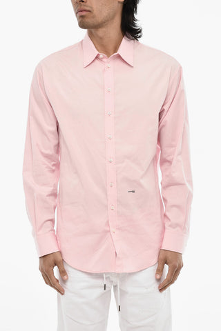 Poplin Cotton Shirt with Spread Collar