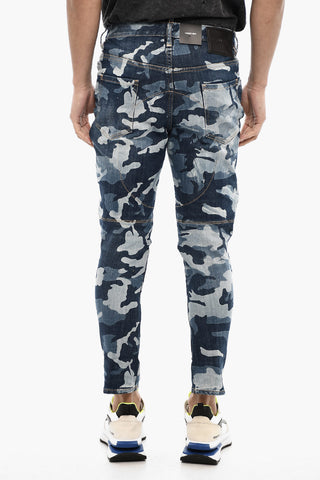 Camouflage Jeans with Visible Stitching