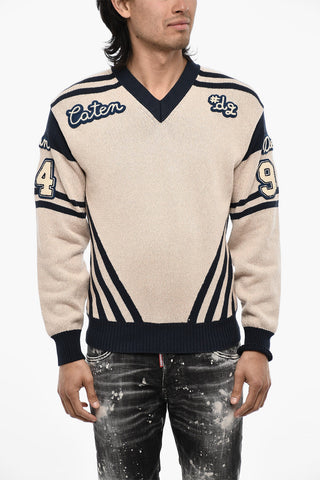 Maglia Scollo a V Con Finiture a Contrasto