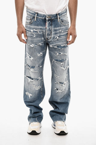 Distressed Baggy-Fit-Jeans mit regulärer Bundhöhe