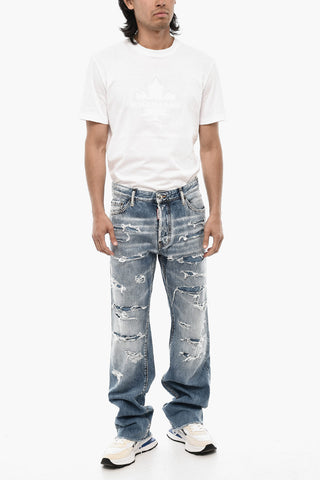 Distressed Baggy-Fit-Jeans mit regulärer Bundhöhe