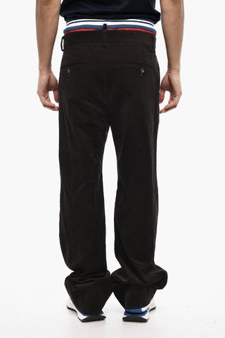 Pantaloni in Velour a Coste Loose Fit