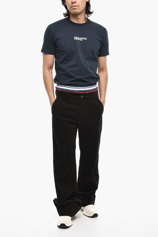 Pantaloni in Velour a Coste Loose Fit