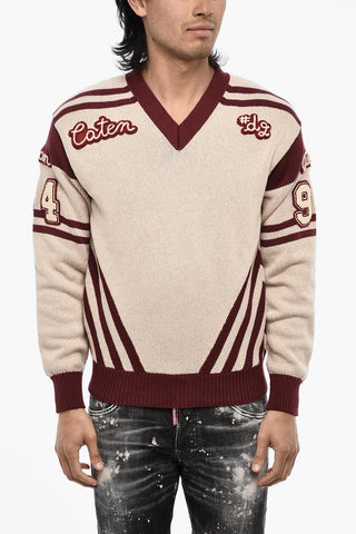 Maglia Scollo a V Con Finiture a Contrasto