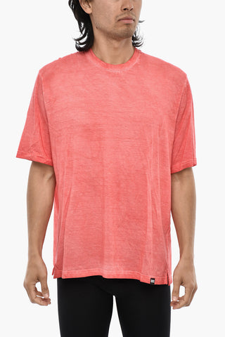 Acid Wash Effect Underwear Crew-neck T-shirt