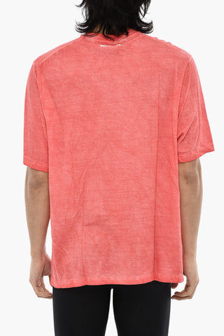 Acid Wash Effect Underwear Crew-neck T-shirt