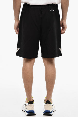 Solid Cotton Shorts With Jewel Embellishments