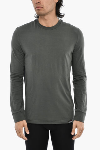Long Sleeve Solid Color Underwear Crew-neck T-shirt