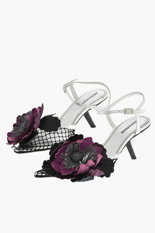Sandali In Pelle GOTHIC FLOWER Con Mesh
