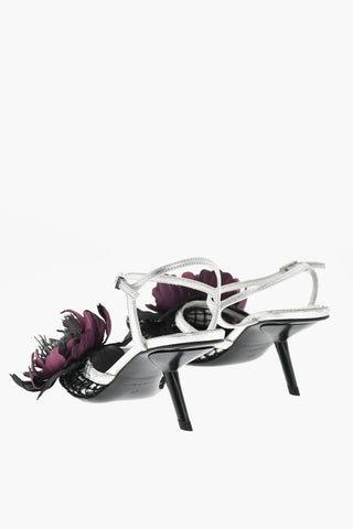 Sandali In Pelle GOTHIC FLOWER Con Mesh