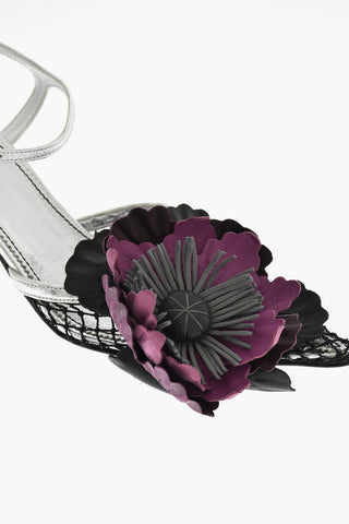 Sandali In Pelle GOTHIC FLOWER Con Mesh