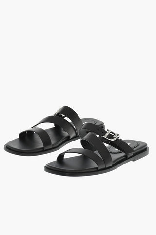 Leather Sandals With Logoed Buckle