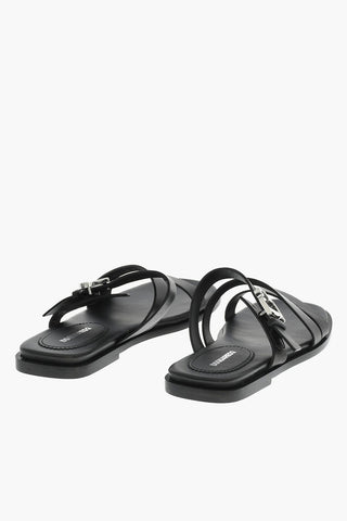 Leather Sandals With Logoed Buckle