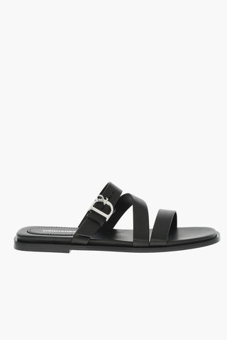Leather Sandals With Logoed Buckle