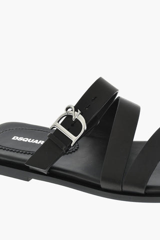 Leather Sandals With Logoed Buckle