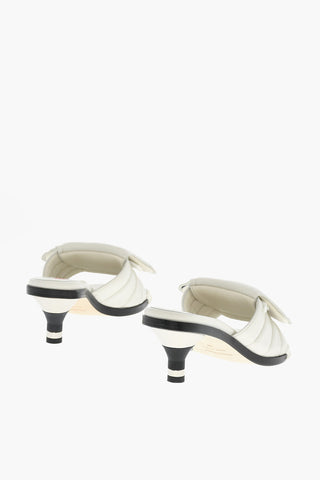 Leather SOCCER Mules With logo Print Heel 5 cm