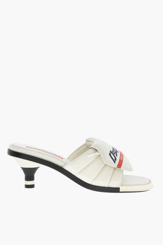 Leather SOCCER Mules With logo Print Heel 5 cm