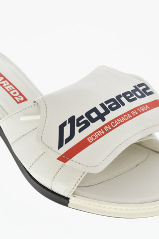 Leather SOCCER Mules With logo Print Heel 5 cm