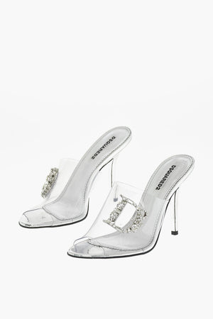 Sabot Open Toe TRASPARENT QUEEN Con Logo In Strass Tacco 11 cm