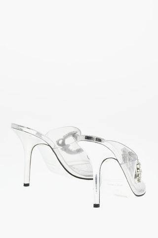 Open Toe TRANSPARENT QUEEN Sabot With Rhinestoned Logo 11 cm