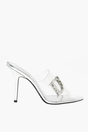 Sabot Open Toe TRASPARENT QUEEN Con Logo In Strass Tacco 11 cm