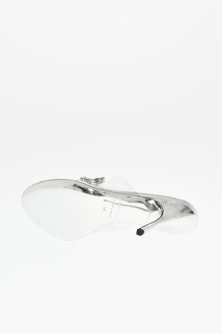 Open Toe TRANSPARENT QUEEN Sabot With Rhinestoned Logo 11 cm