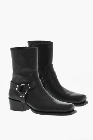 Leather RING Boots With Harness Details