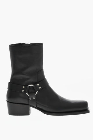 Leather RING Boots With Harness Details