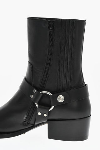 Leather RING Boots With Harness Details