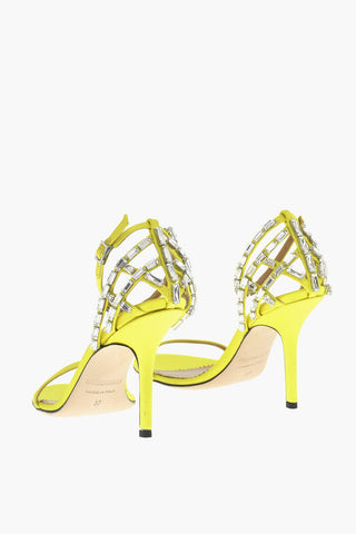 Satin Sandals CAGE Decorated with Strass