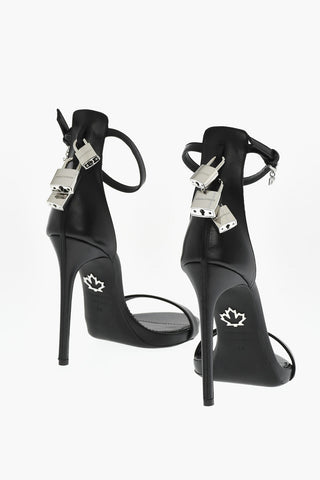 Leather PUNK Sandals With Lock Details Heel 12 cm