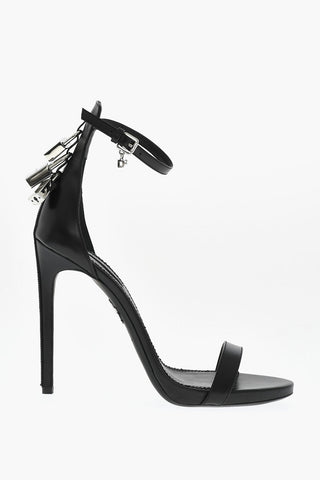 Leather PUNK Sandals With Lock Details Heel 12 cm