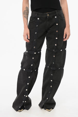 Jeans Baggy Modulari con Bottoni a Pressione 26cm
