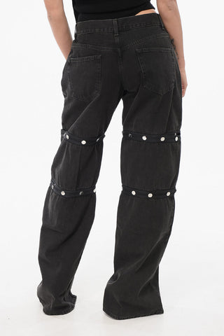 Jeans Baggy Modulari con Bottoni a Pressione 26cm