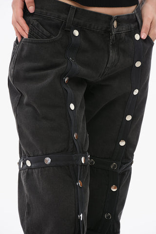 Jeans Baggy Modulari con Bottoni a Pressione 26cm
