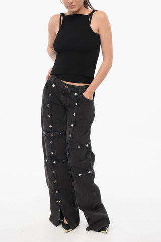 Jeans Baggy Modulari con Bottoni a Pressione 26cm
