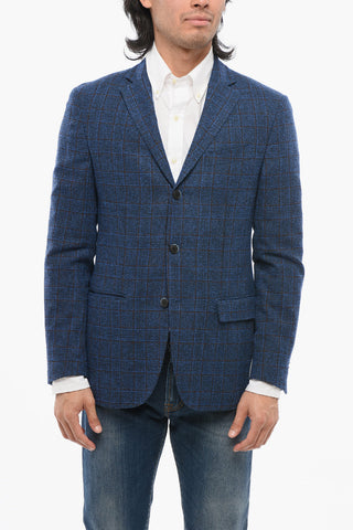 Blazer Motivo Glen Plaid con Tasche ad Aletta