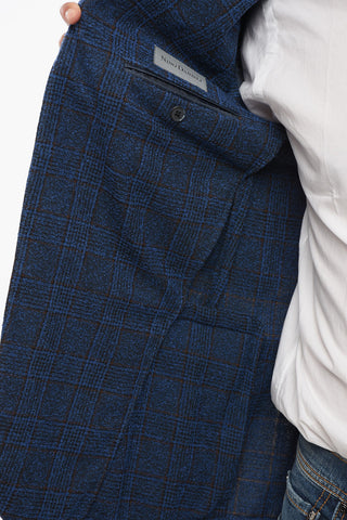 Blazer Motivo Glen Plaid con Tasche ad Aletta