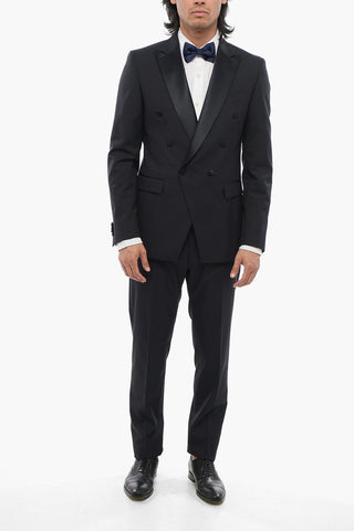 Virgin Wool Double-Breasted Suit With Peak Lapel