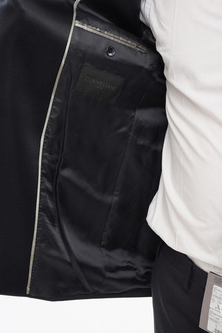 Virgin Wool Double-Breasted Suit With Peak Lapel