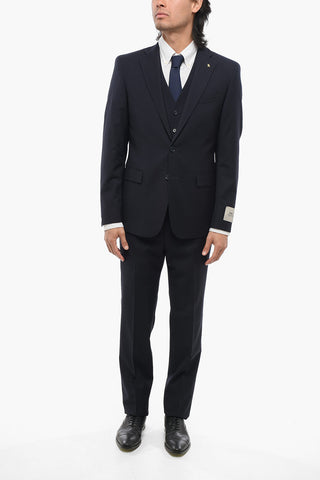 CC COLLECTION 3-Piece REFINED Jacquard Wool Blend Suit