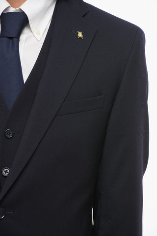 CC COLLECTION 3-Piece REFINED Jacquard Wool Blend Suit