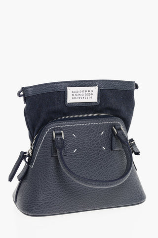 MM11 Textured Leather 5AC Crossbody Bag with Canvas Detail