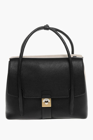 Borsa Tote in Pelle e Canvas con Tracolla Removibile