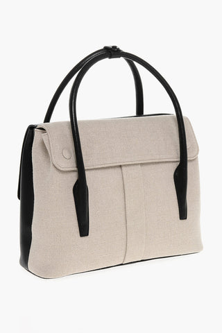 Borsa Tote in Pelle e Canvas con Tracolla Removibile