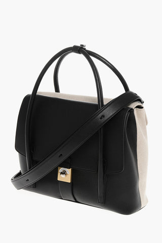 Borsa Tote in Pelle e Canvas con Tracolla Removibile