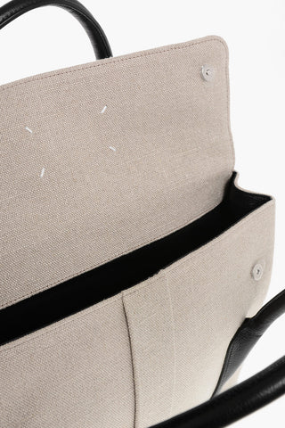 Borsa Tote in Pelle e Canvas con Tracolla Removibile